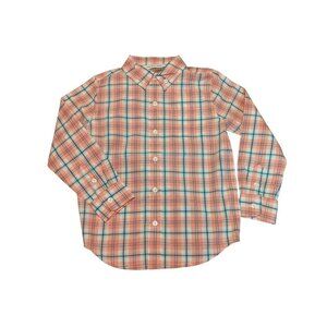 Janie And Jack Boys Size 4 Light Colored Button Down Plaid Shirt Long Sleeve